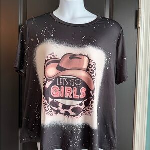 Black and Pink Graphic Lets Go Girls T-Shirt